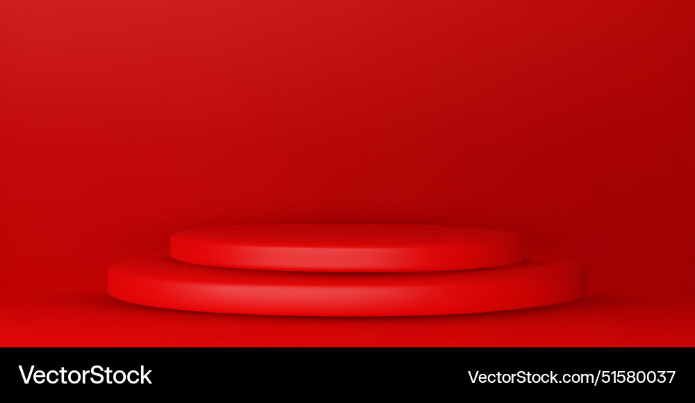 Red podium mockup studio showroom pedestal Vector Image