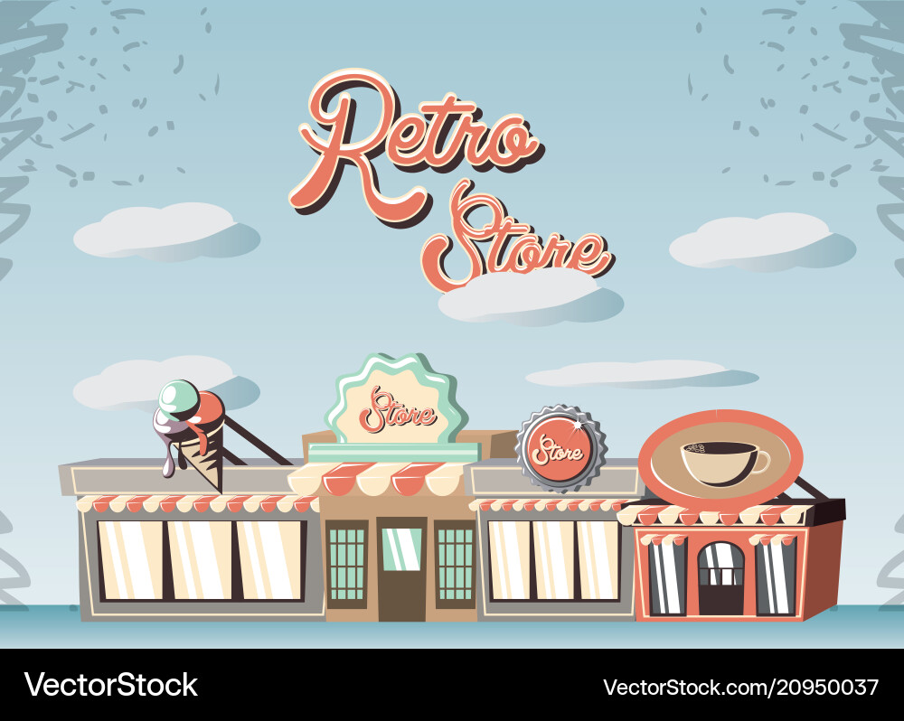 Retro store building front vector image