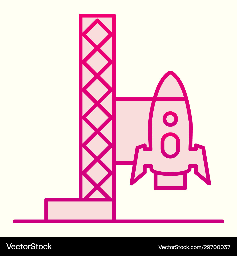 Rocket launch line icon spaceship with ladder Rocket launch line icon spaceship with ladder vector image