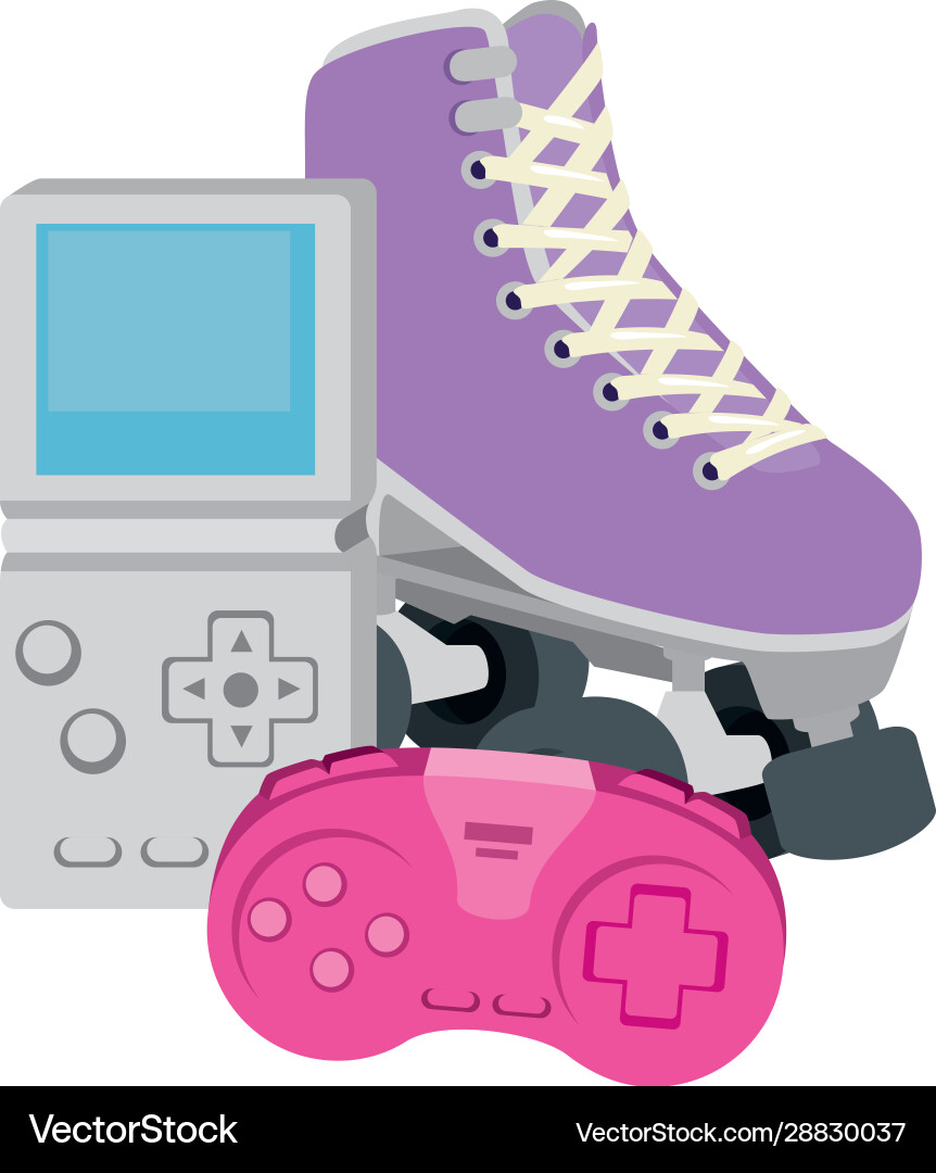 Roller skate with control and video game handle Vector Image
