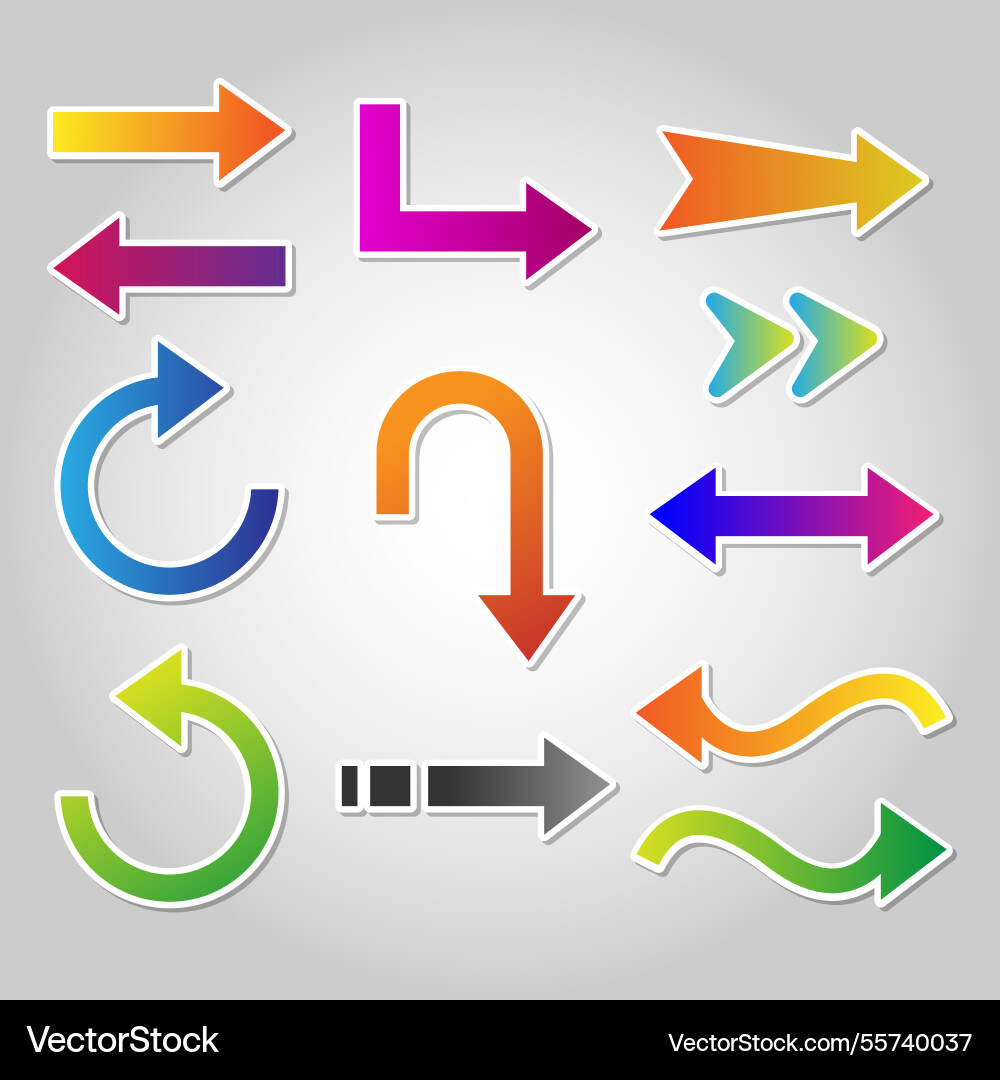 Set of colorful arrows to mark in flat style vector image