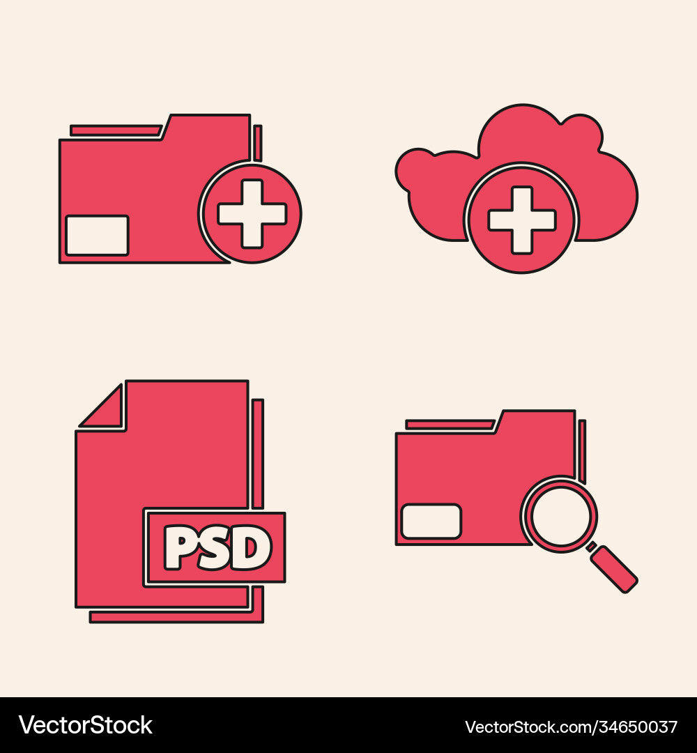 Set search concept with folder add new Set search concept with folder add new vector image