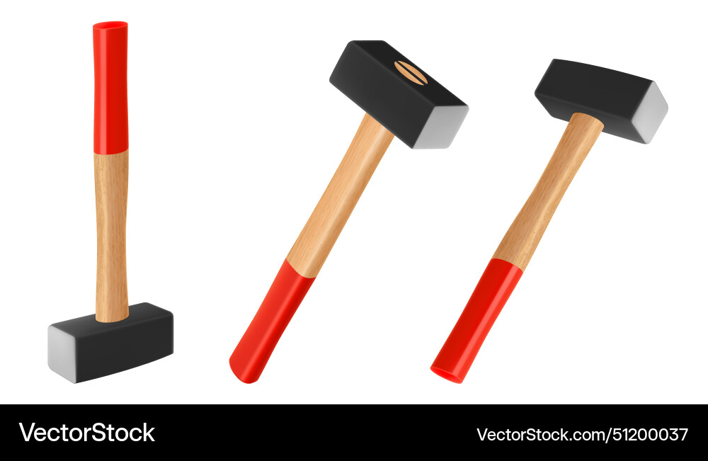 Sledge hammers in different angles isolated vector image