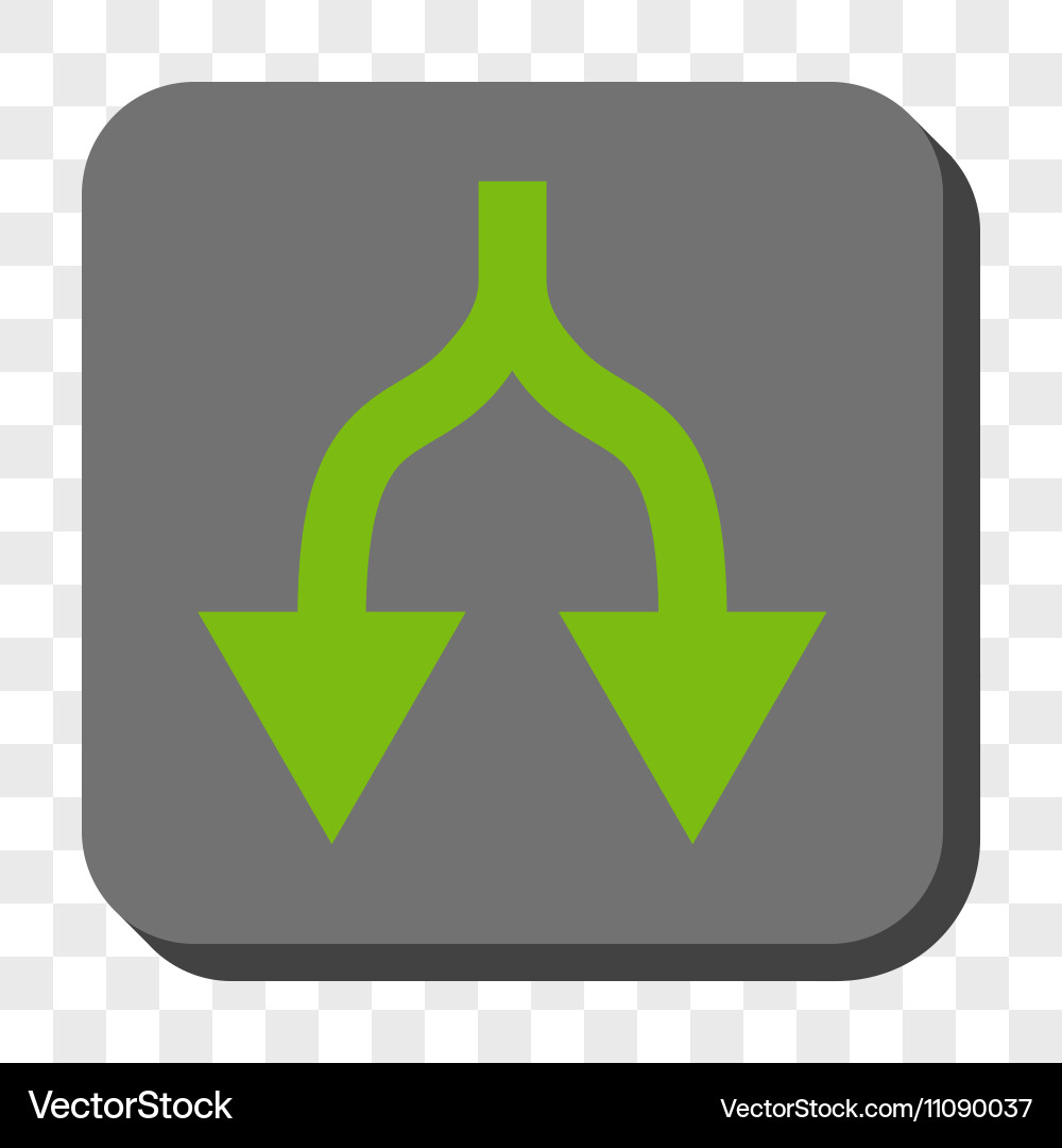 Split arrows down rounded square button vector image