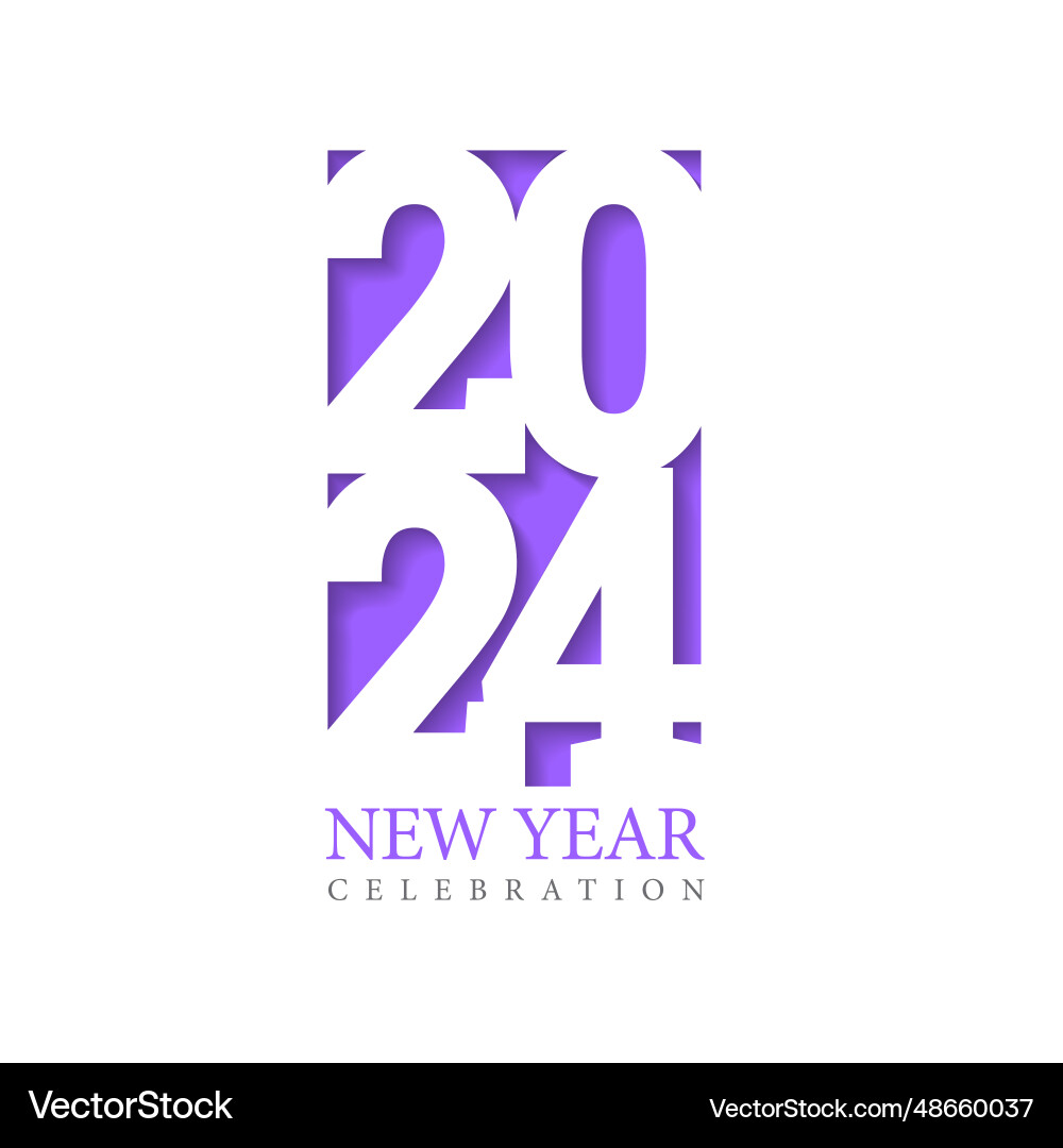 Text design 2024 paper cut new year vector image