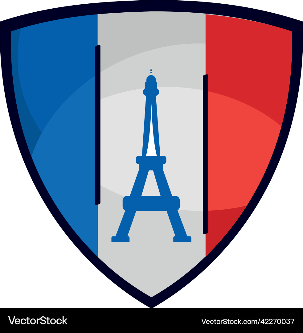 Tower eiffel in shield vector image