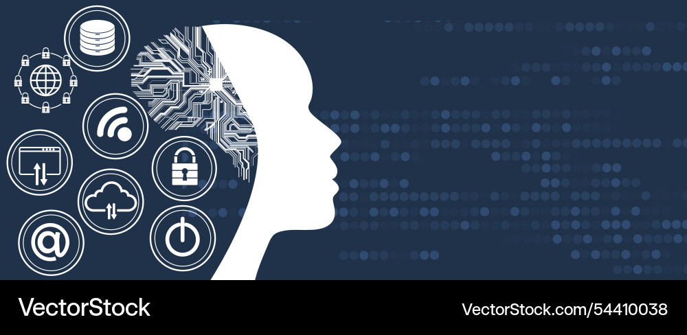 Artificial intelligence and computer technology Artificial intelligence and computer technology vector image
