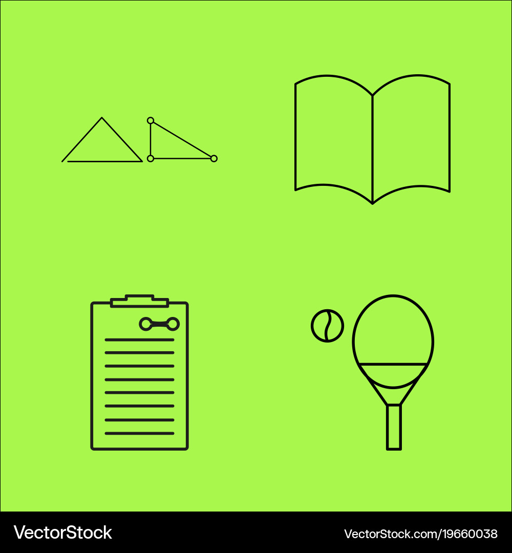 Basic content simple linear outline icon set vector image