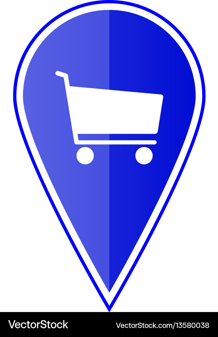 Blue map pointer with shopping cart vector image