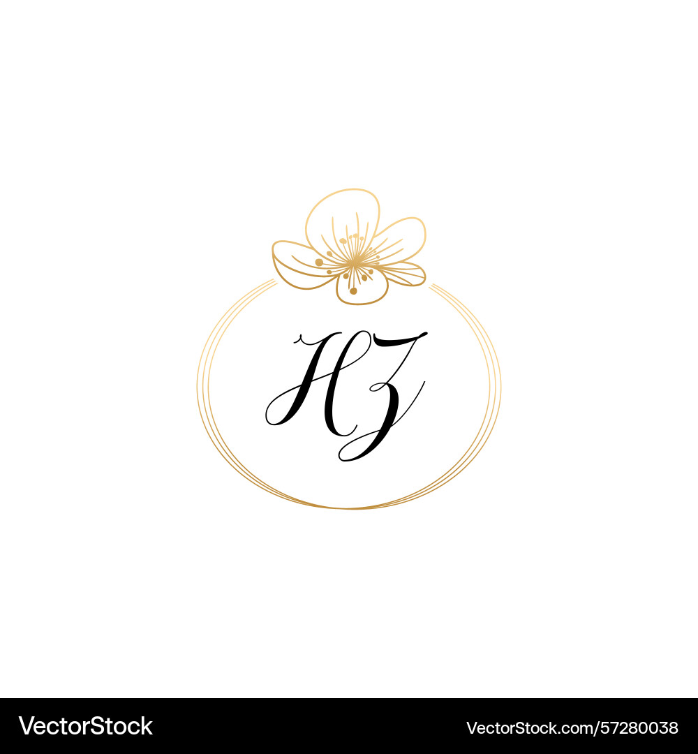 Botanical monogram logos with initial hz Vector Image