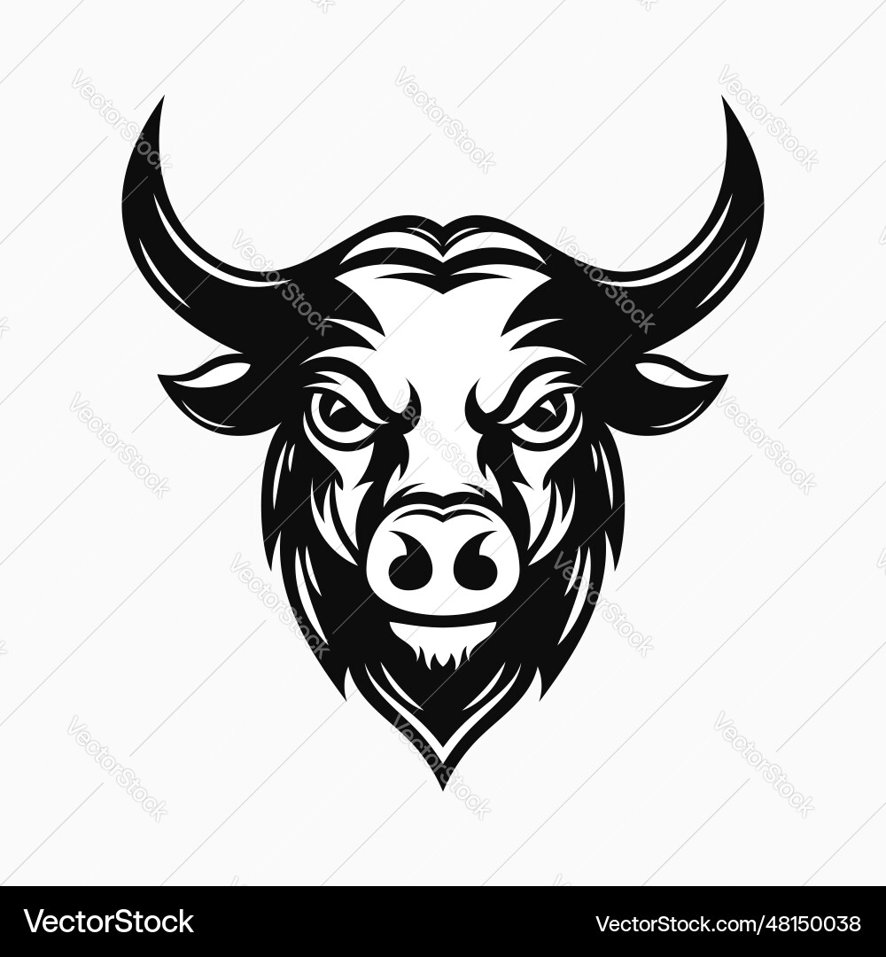 Bull head logo black and white emblem Vector Image