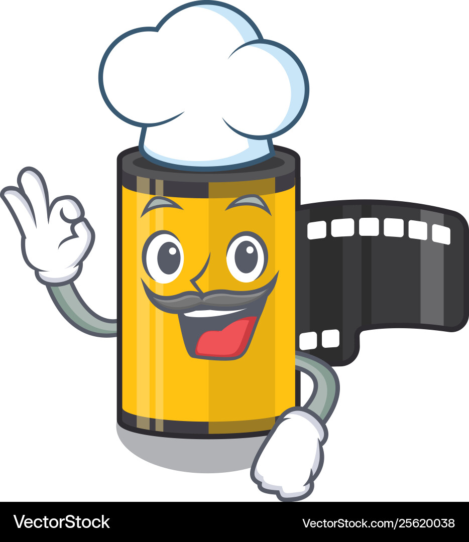 Chef camera roll isolated with character Vector Image