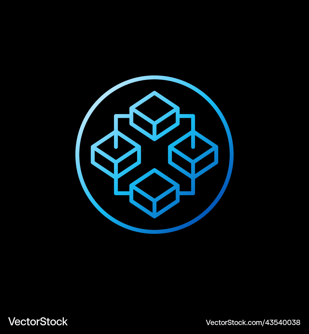 Circle with blockchain technology and 4 blocks Circle with blockchain technology and 4 blocks vector image