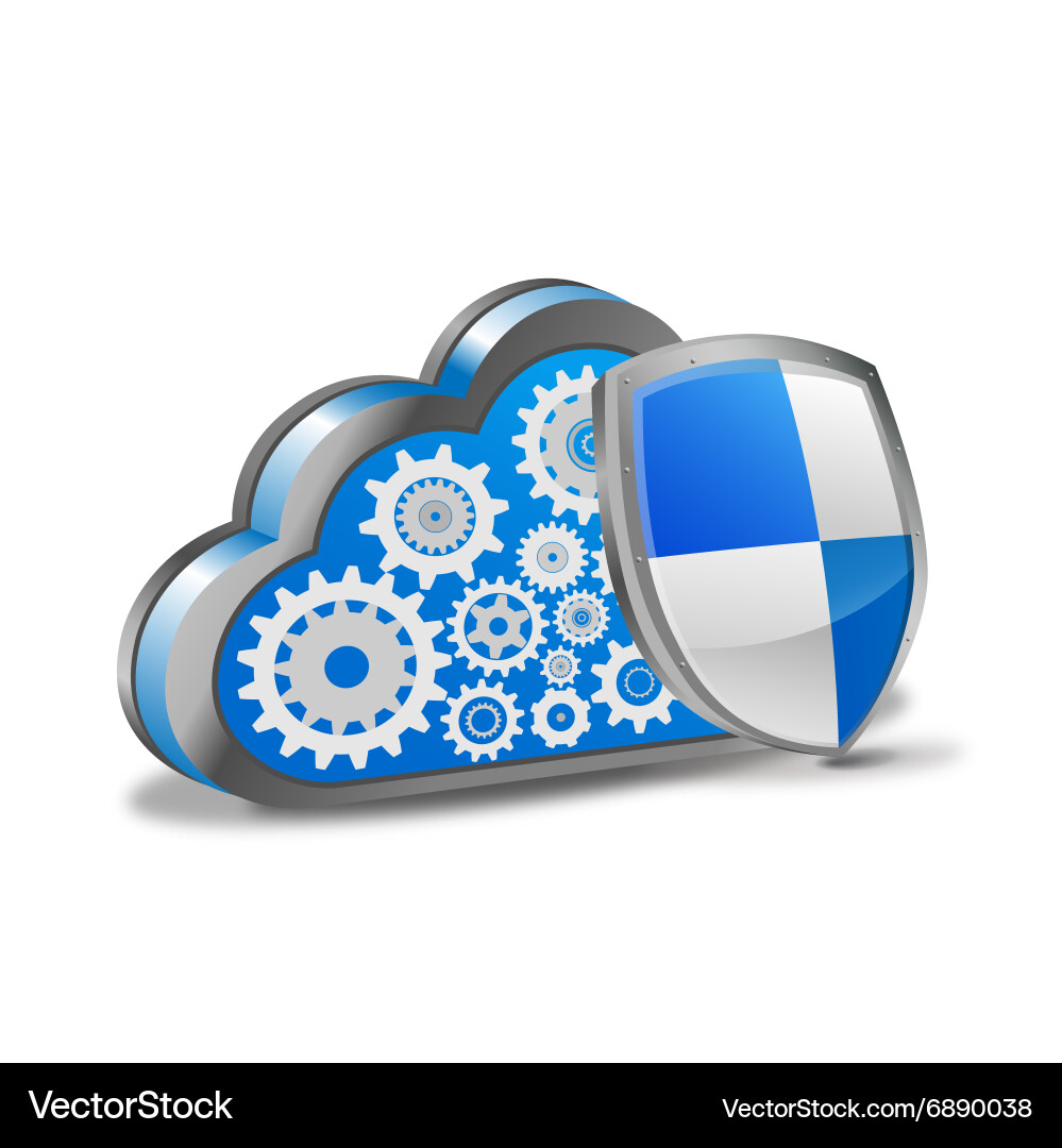 Cloud computing with security shield vector image