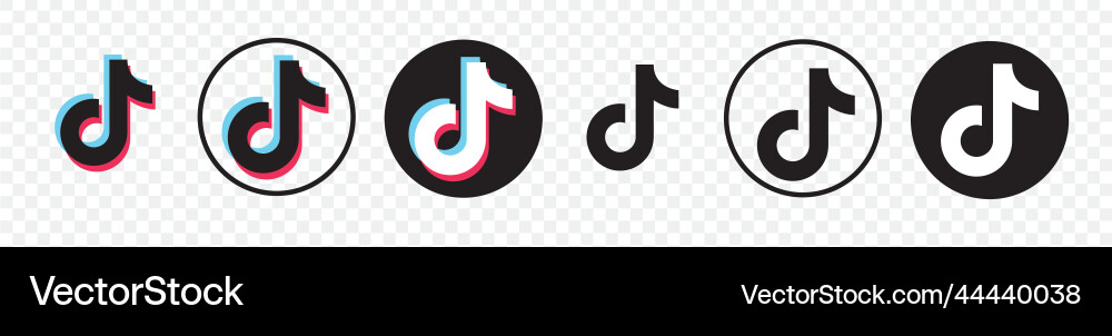 Collection of black tik tok icons line art and fl Collection of black tik tok icons line art and fl vector image