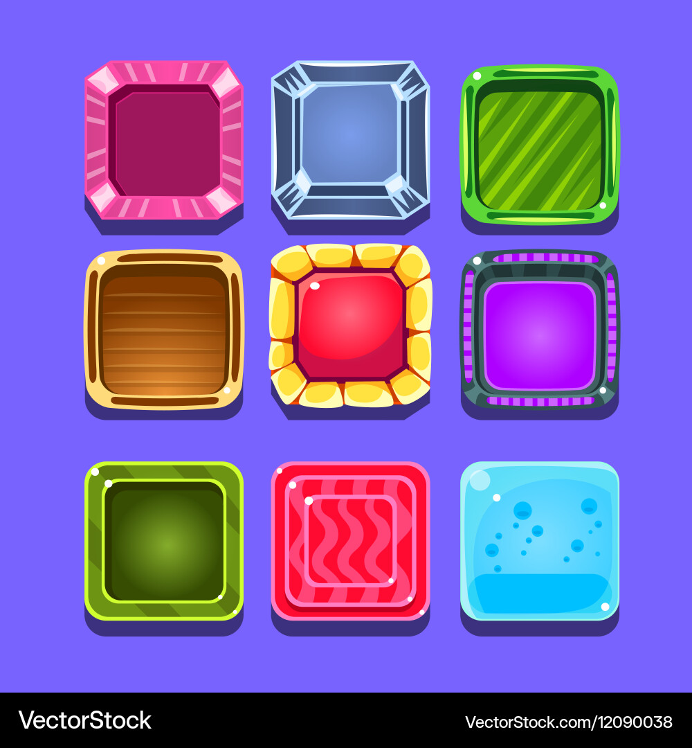 Colorful gems flash game element templates design vector image