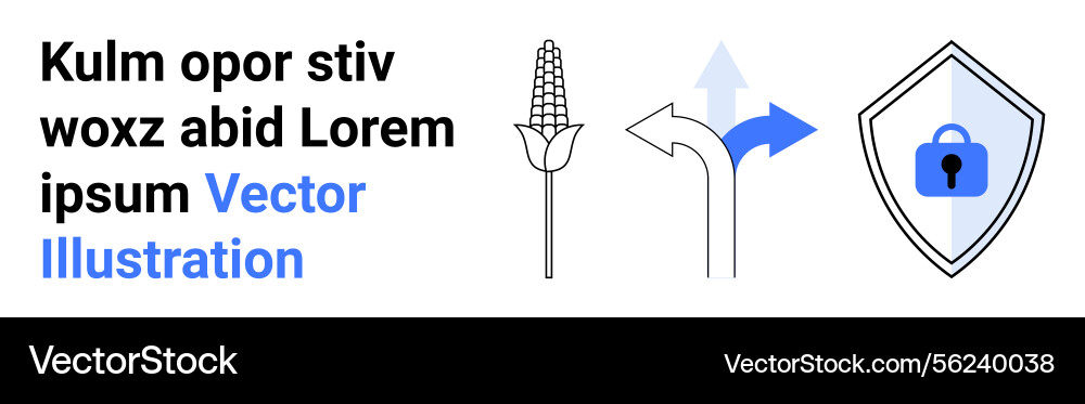 Corn plant arrow direction signs and shield Vector Image