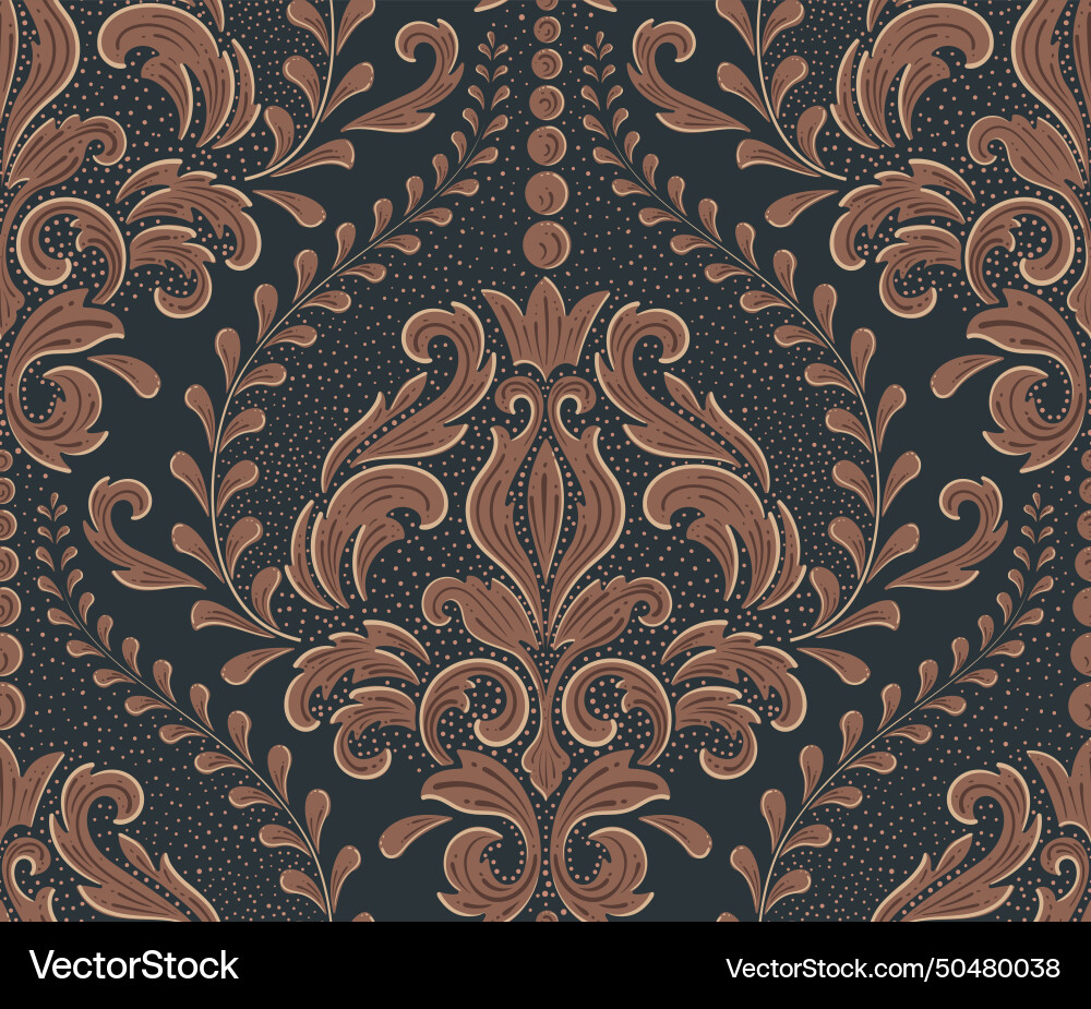 Damask seamless pattern element classical Damask seamless pattern element classical vector image