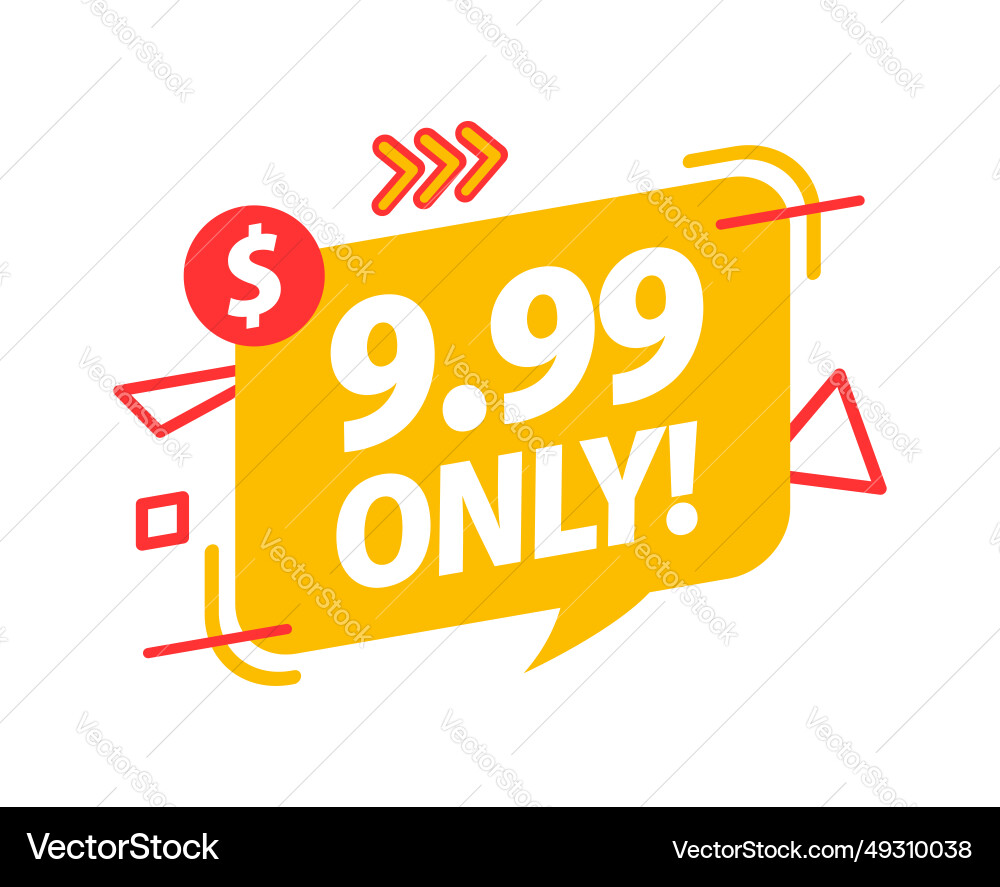 Dynamic 999 only price tag design in red Dynamic 999 only price tag design in red Vector Image