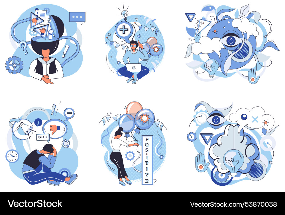 Exploring positive and negative mindsets through Exploring positive and negative mindsets through vector image