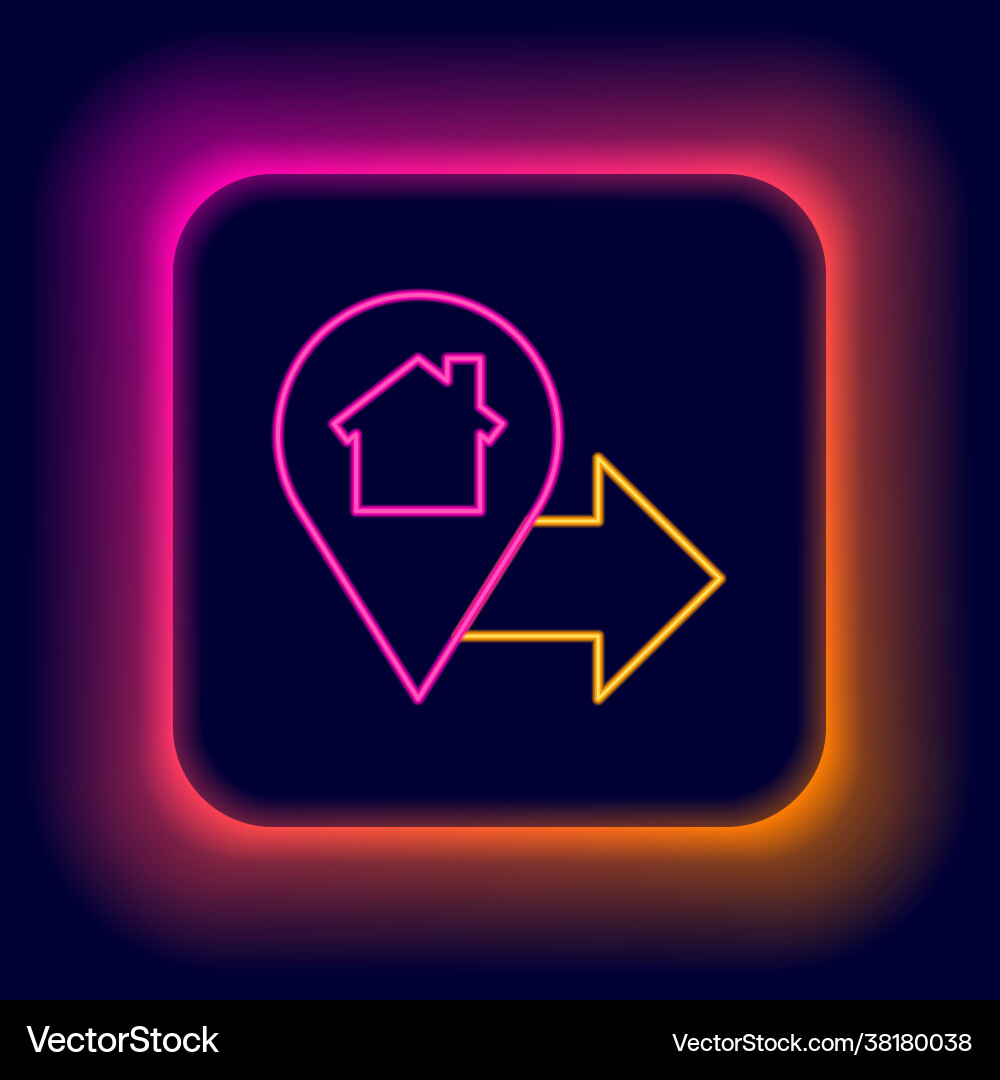 Glowing neon line map pointer with house icon Glowing neon line map pointer with house icon vector image
