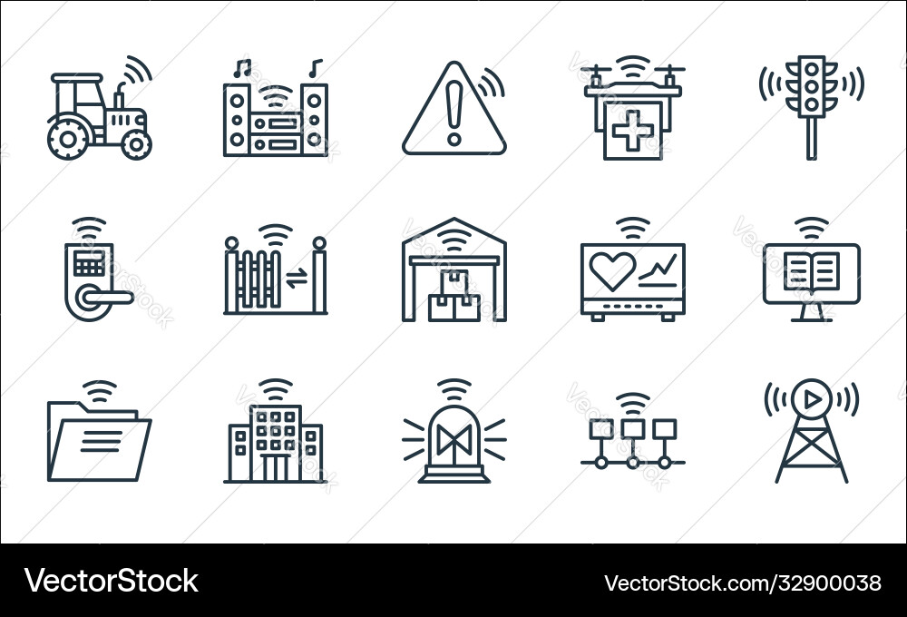 Internet things line icons linear set quality Internet things line icons linear set quality vector image