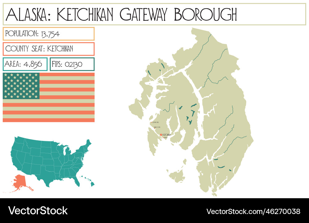 Map of ketchikan gateway borough in alaska usa Vector Image