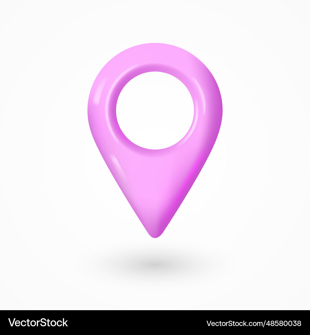 Realistic purple icon map pointer locate pin gps Realistic purple icon map pointer locate pin gps vector image