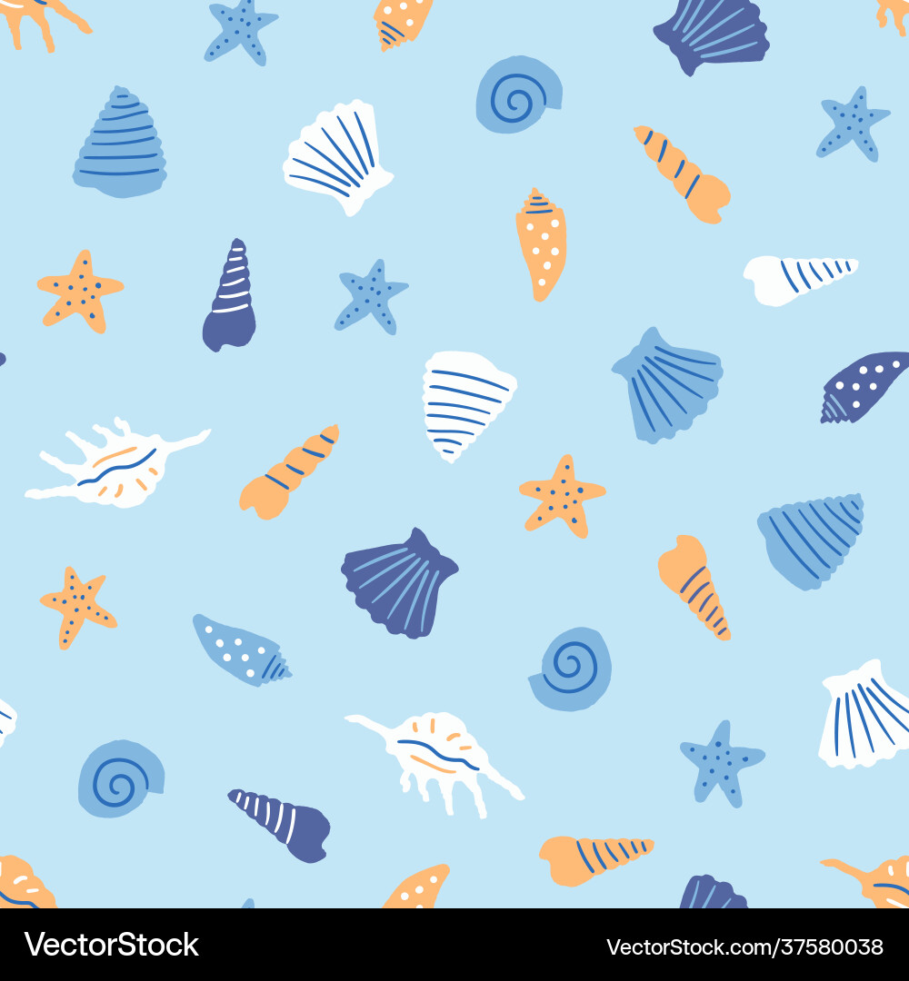 Seashell seamless pattern background for child Seashell seamless pattern background for child vector image