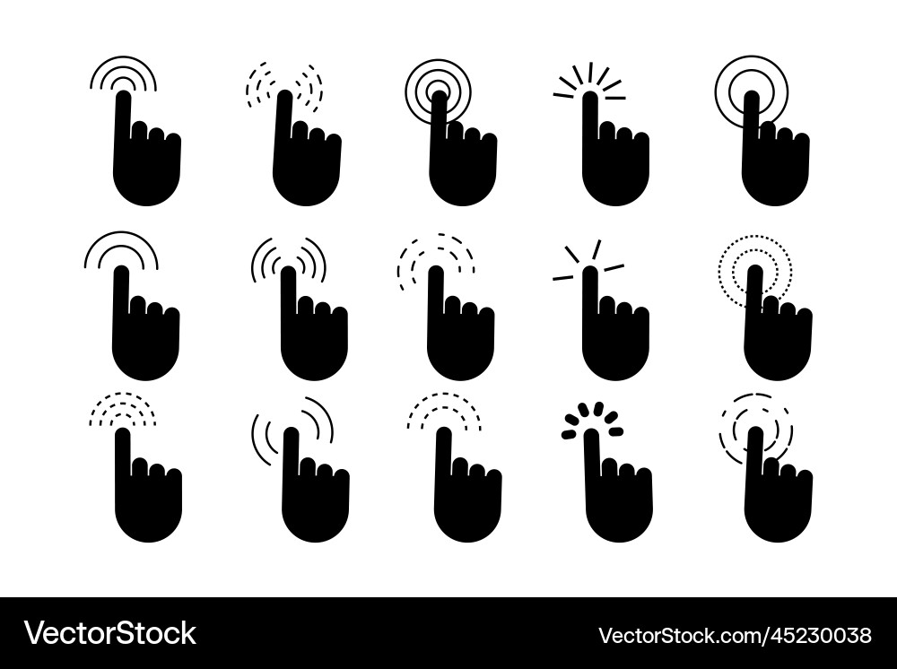 Set cursor finger computer technology concept Set cursor finger computer technology concept vector image