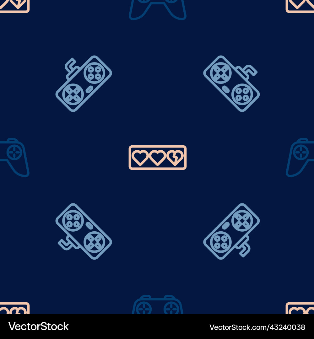 Set line game controller or joystick and life bar Set line game controller or joystick and life bar vector image