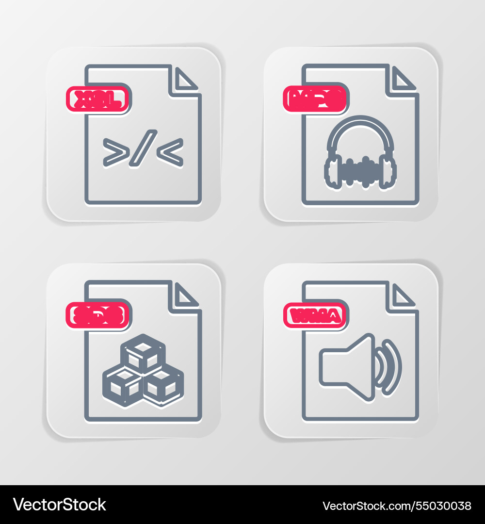 Set line wma file document 3ds mp3 and xsl icon Set line wma file document 3ds mp3 and xsl icon vector image