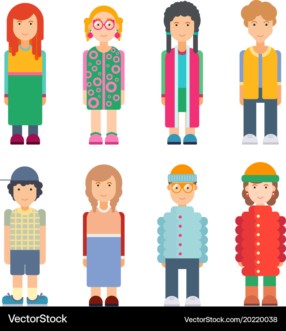 Set of characters in flat design vector image