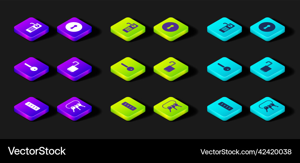Set password protection bunch of keys key open Vector Image