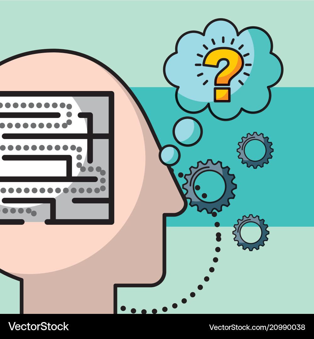 Silhouette man head with labyrinth question ideas Silhouette man head with labyrinth question ideas vector image