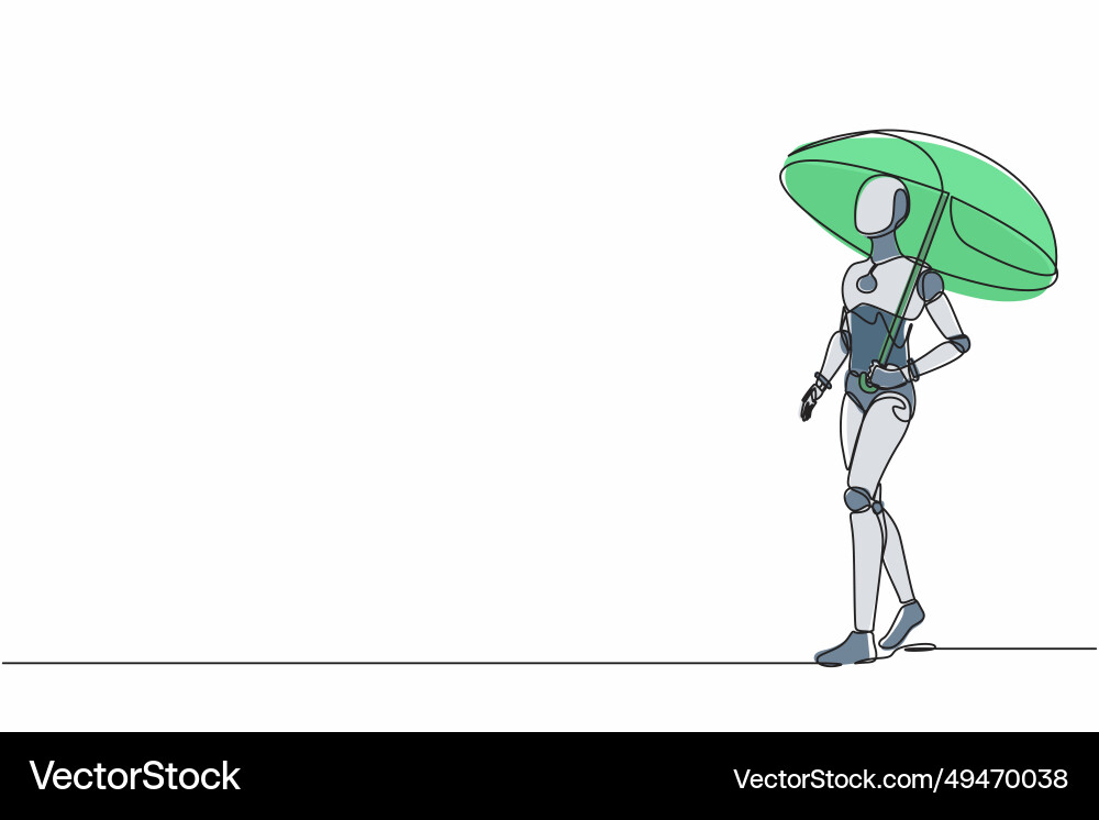 Single continuous line drawing robot Single continuous line drawing robot vector image