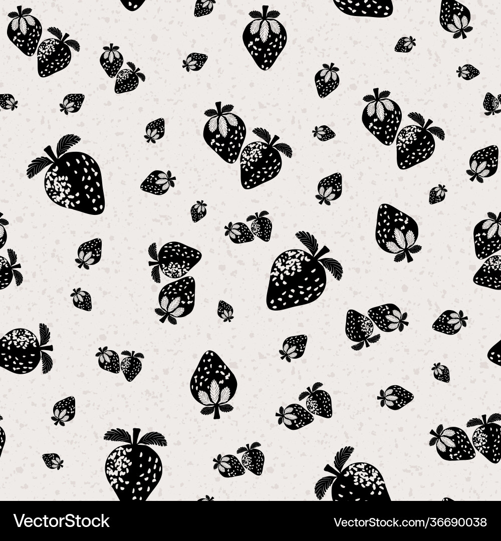 Strawberry linocut seamless pattern Strawberry linocut seamless pattern vector image
