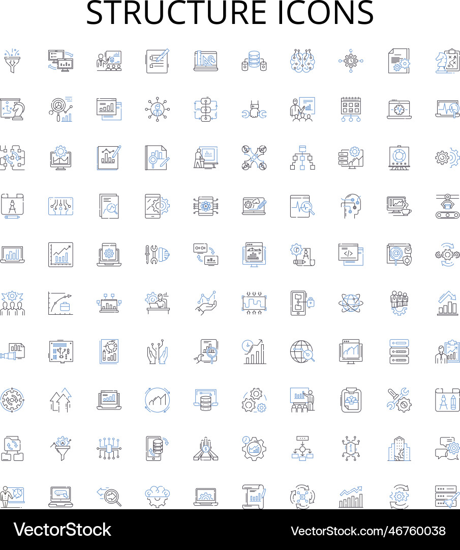 Structure icons outline collection Royalty Free Vector Image