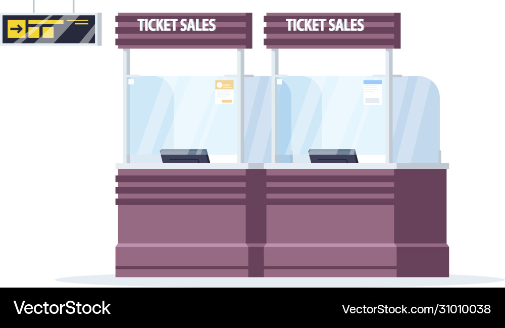 Ticket sales counter semi flat rgb color empty Ticket sales counter semi flat rgb color empty vector image