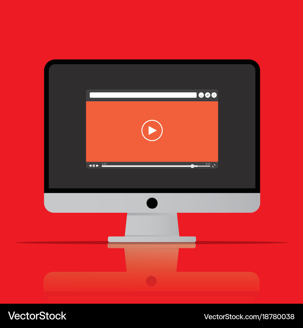 Video player icon computer in flat style Vector Image