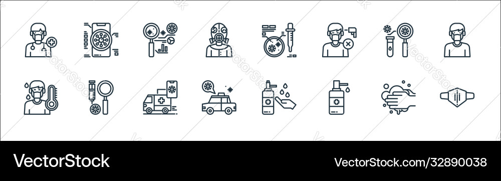 Virus line icons linear set quality Virus line icons linear set quality vector image