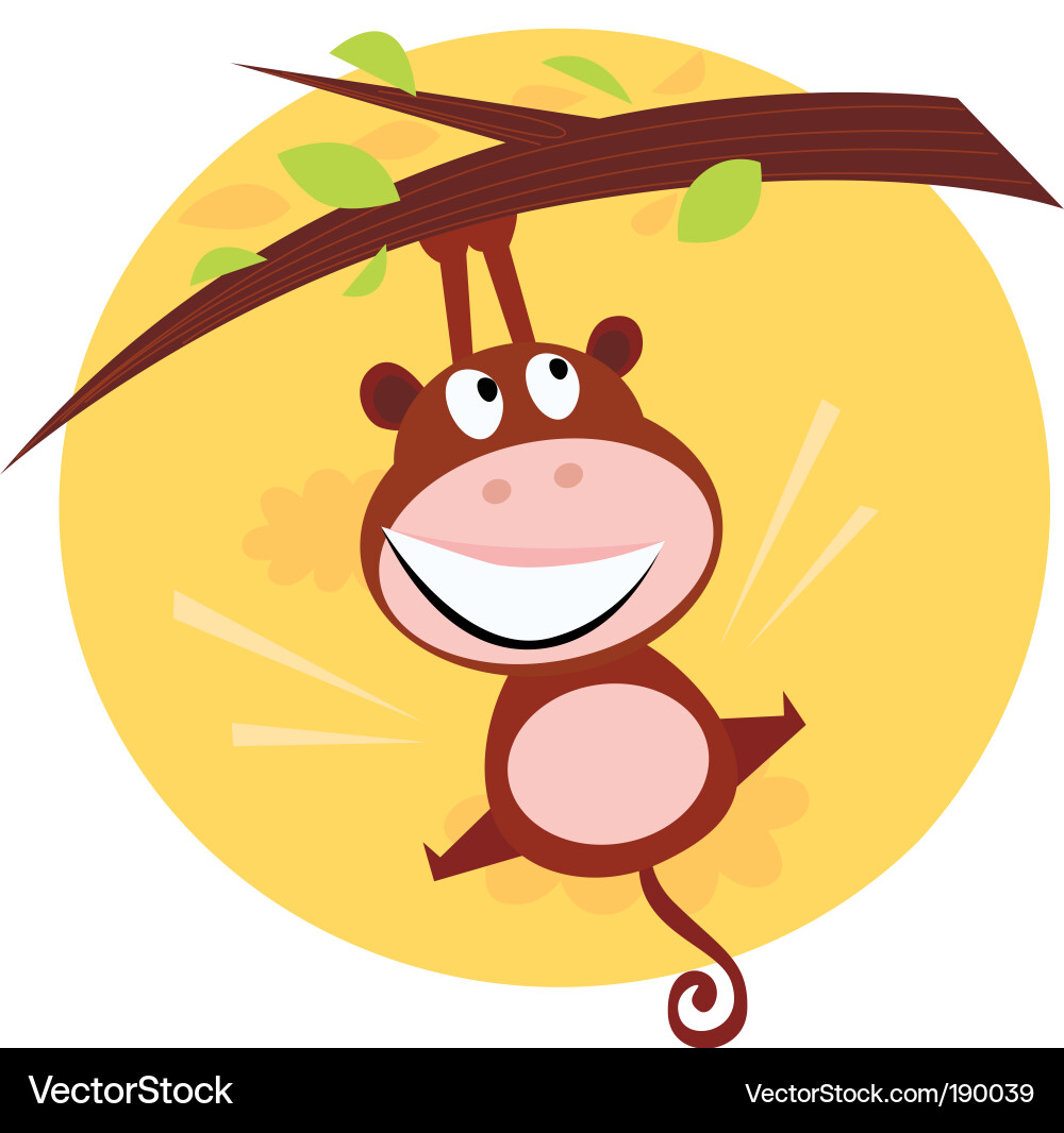 Adorable Monkey in Tree Vector Image