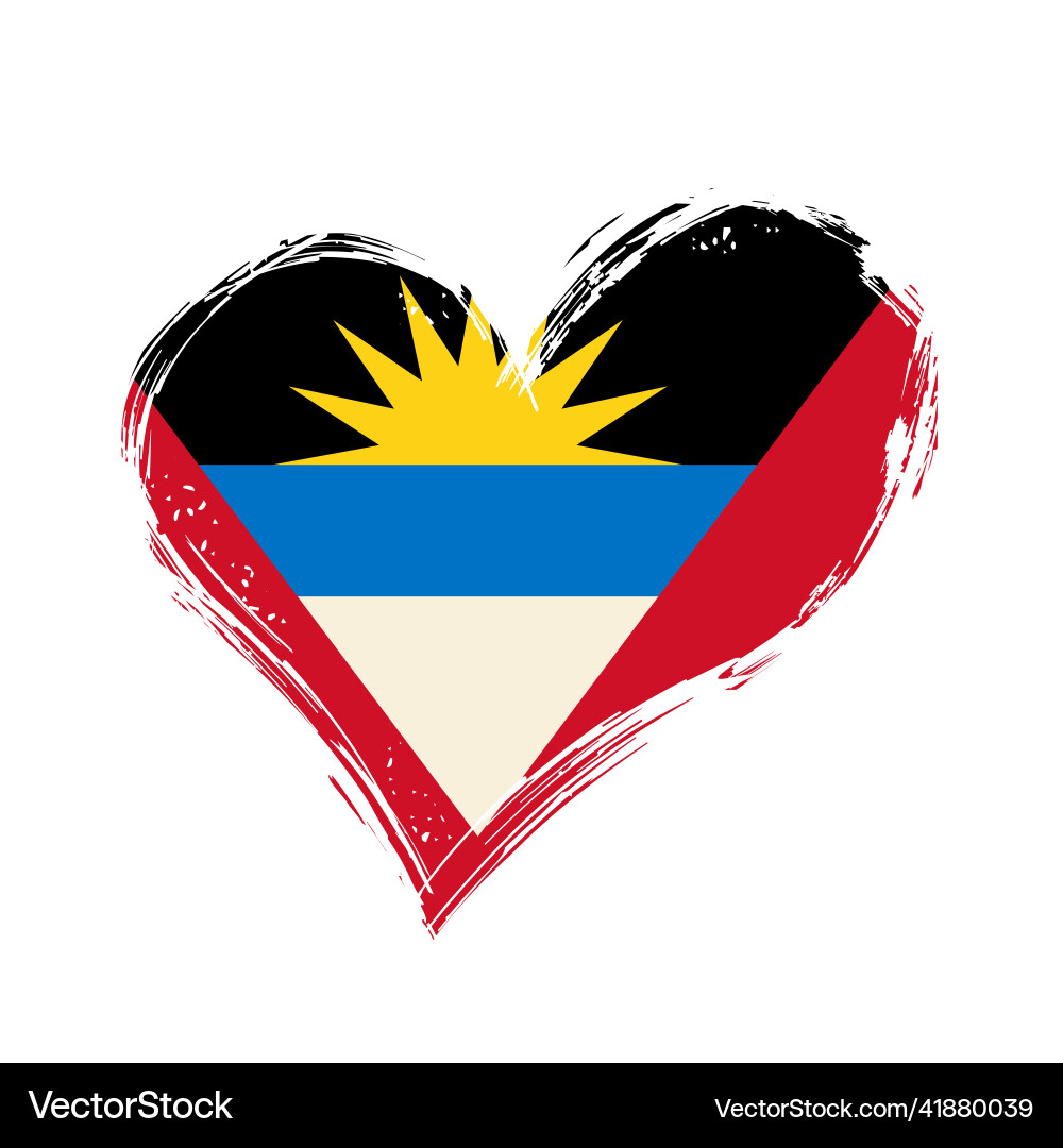 Antigua and barbuda flag heart-shaped grunge Vector Image