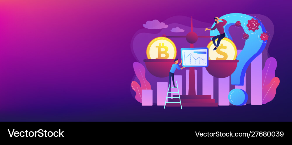 Bitcoin price prediction concept banner header Vector Image