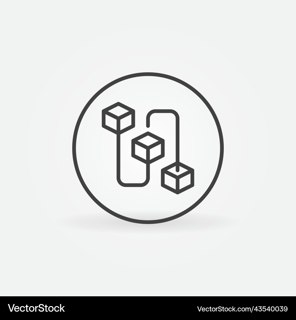 Blockchain in circle outline minimal icon vector image