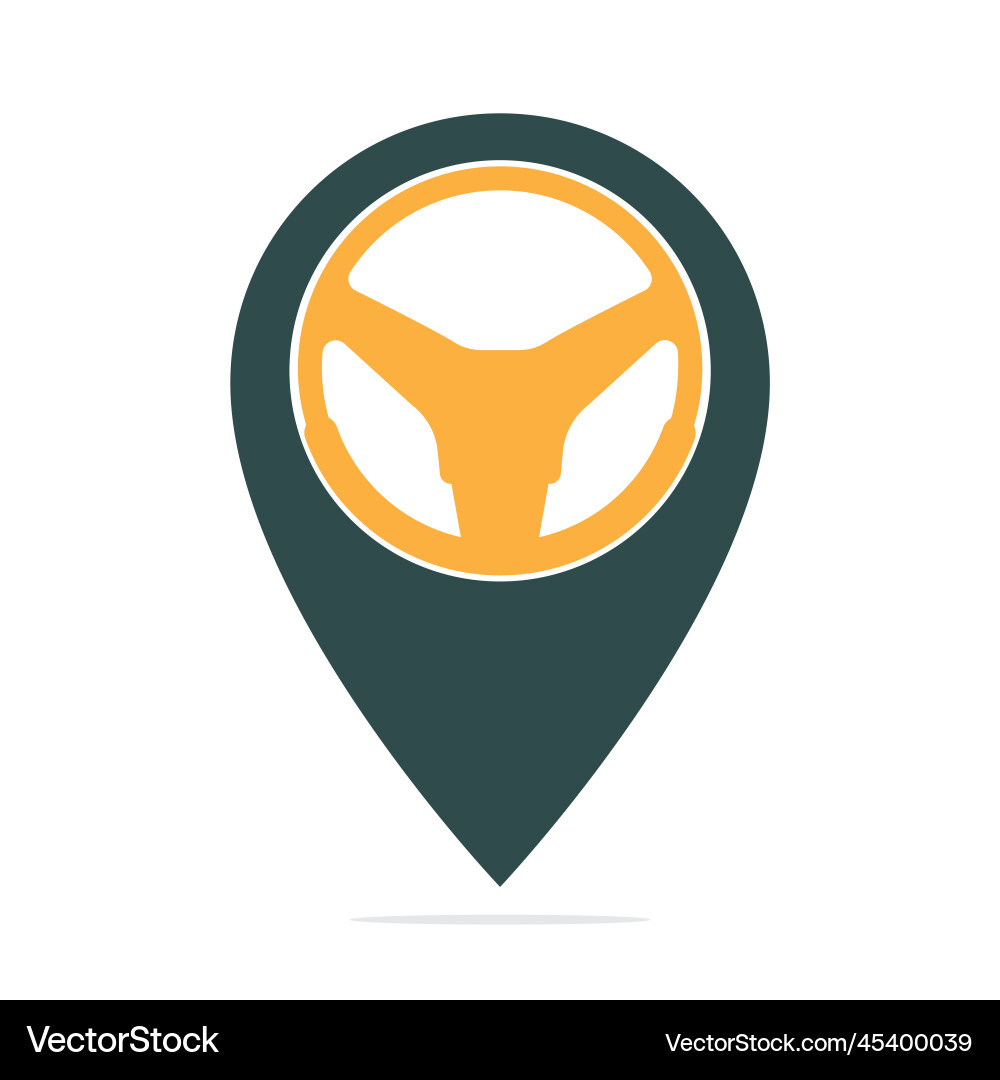 Car helm and map pointer logo combination Vector Image