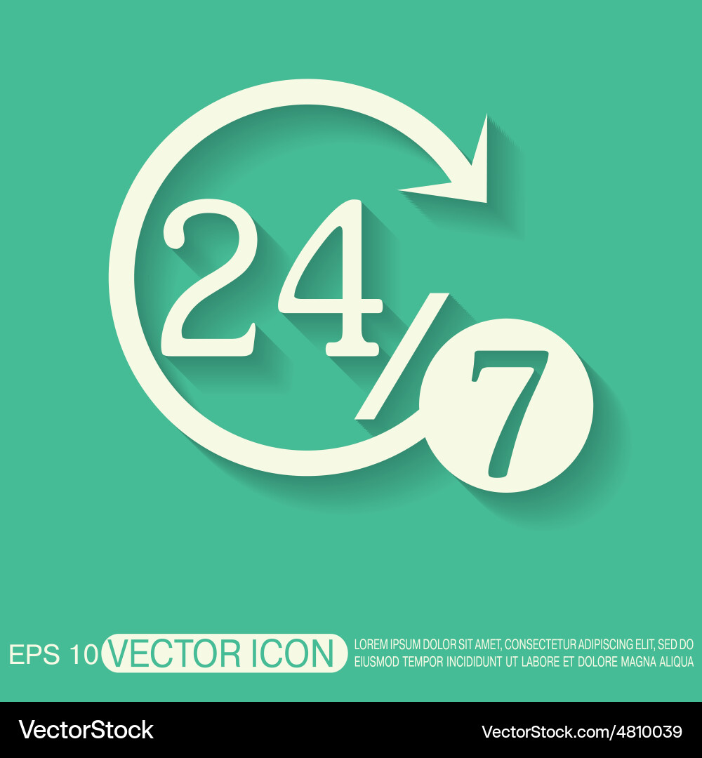 Character 24 7 open hours a day and days Vector Image