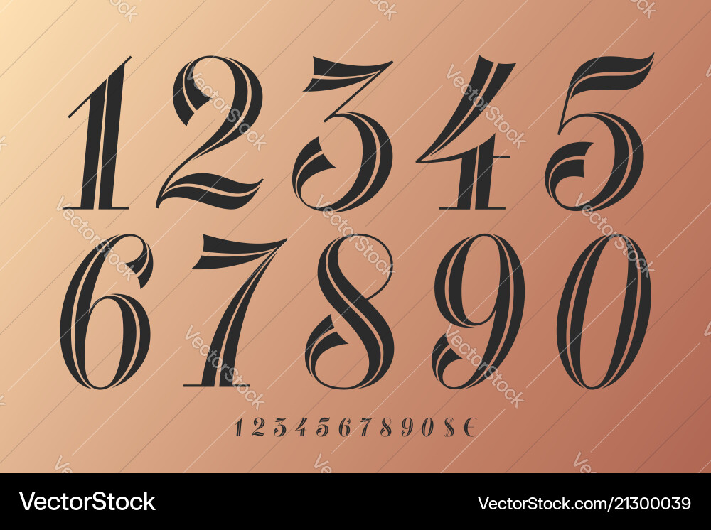 Classical Number Font - Elegant & Retro vector image
