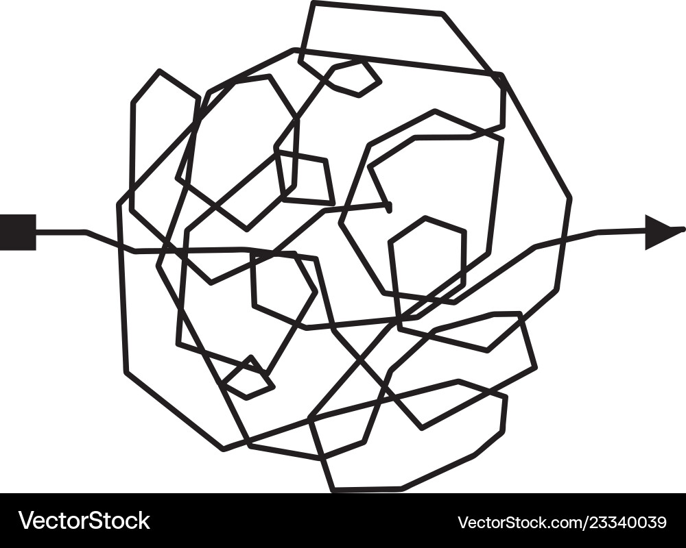 Confused complicated way as chaos or problem Confused complicated way as chaos or problem vector image