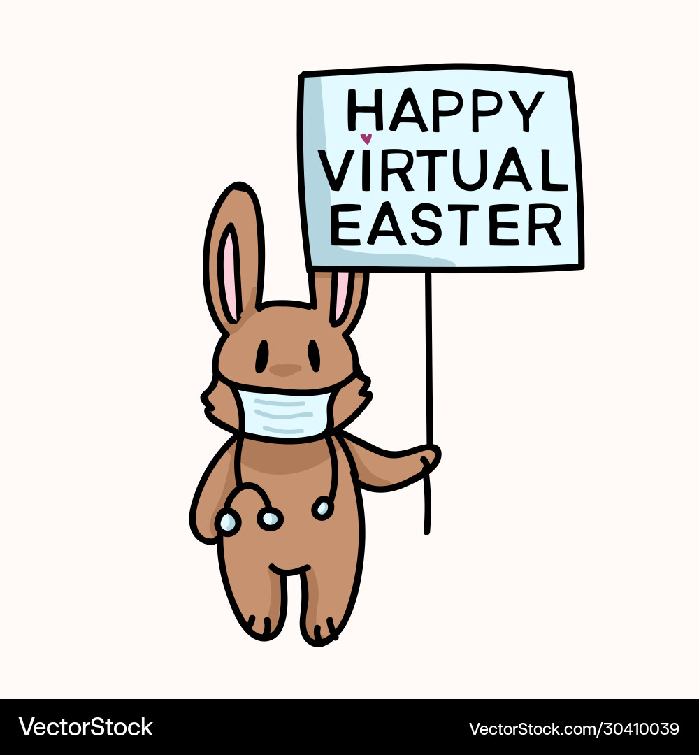Corona virus happy easter bunny social media Corona virus happy easter bunny social media vector image
